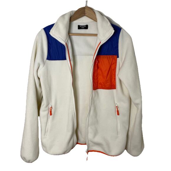 Monoprix Sport Synchilla White/Orange/Blue Skiing Winter Preppy France Women Sm - Picture 3 of 13